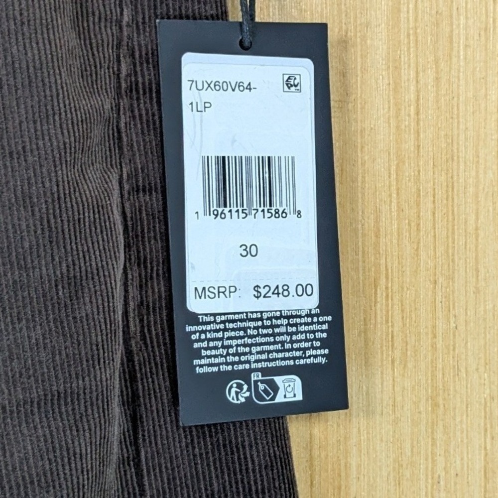 7 For All Mankind Dojo Tailorless Chocolate Brown Flare Corduroy Pants 30 NWT - Picture 5 of 12